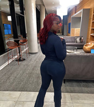 Load image into Gallery viewer, Navy flare pants set
