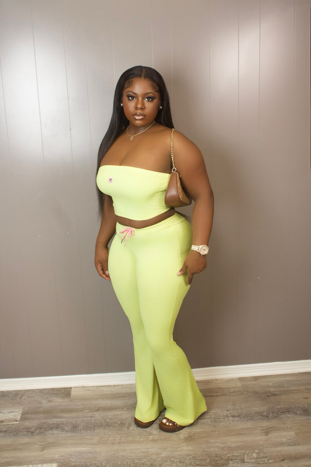Green pretty girl two piece set