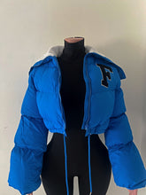 Load image into Gallery viewer, Blue puffer coat
