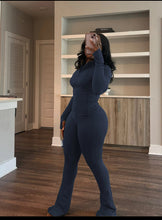 Load image into Gallery viewer, Navy flare pants set
